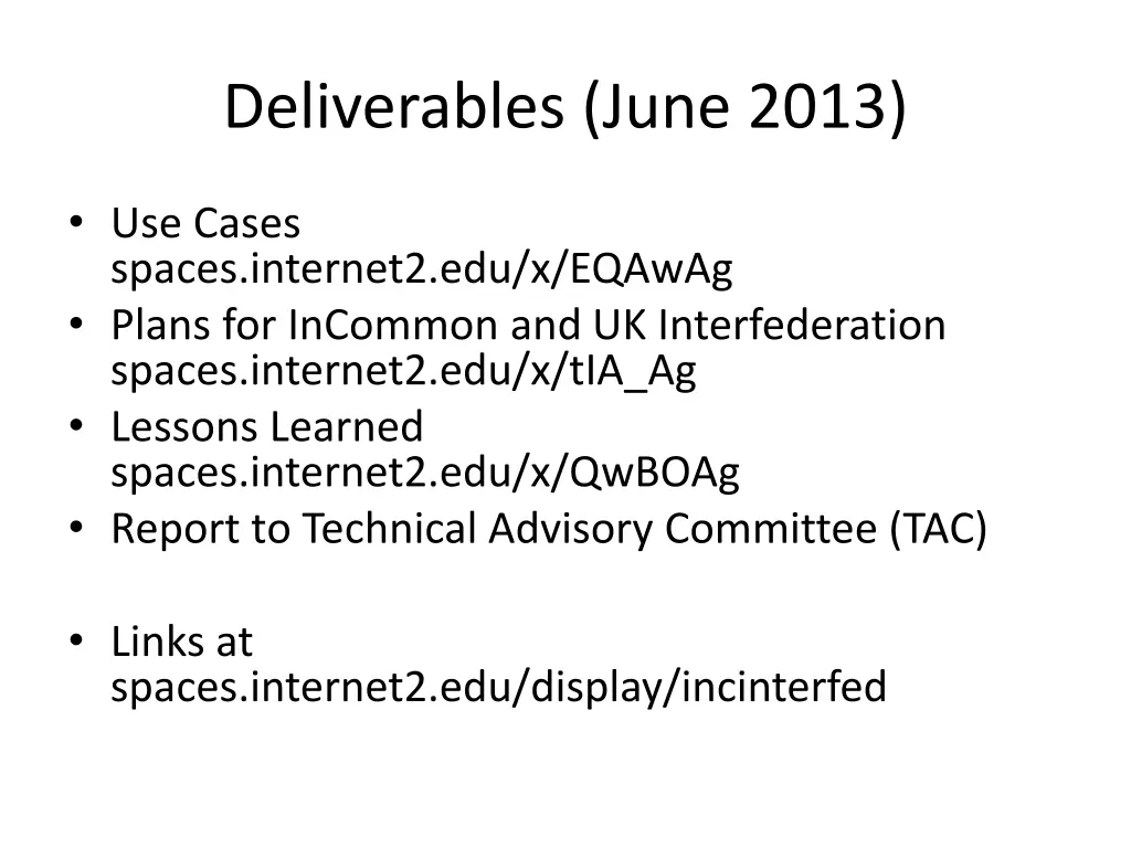 deliverables june 2013