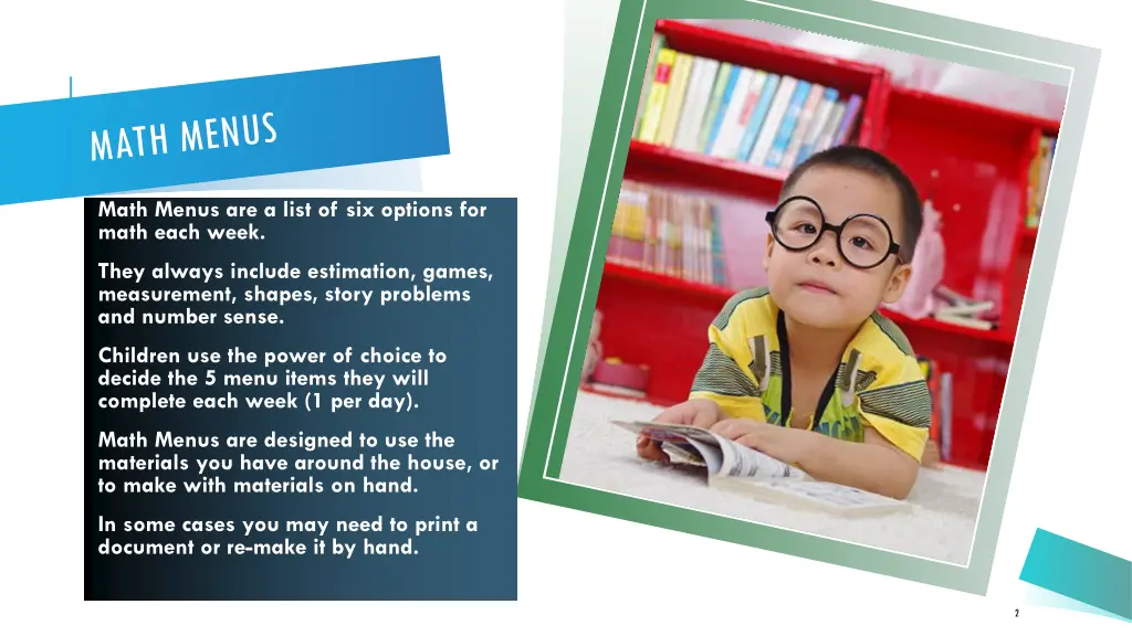 math menus are a list of six options for math