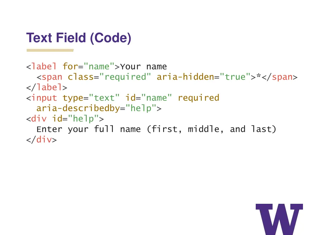 text field code
