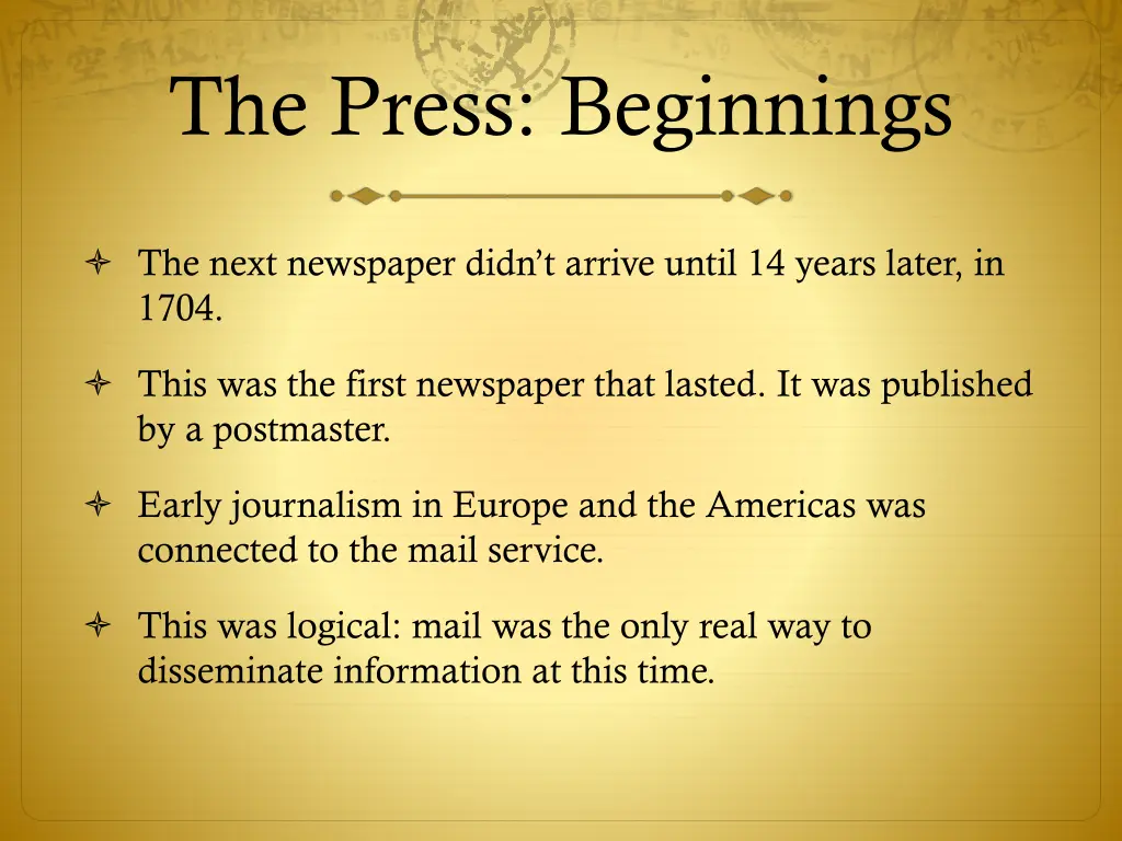 the press beginnings 10
