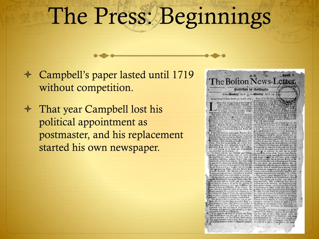 the press beginnings 13
