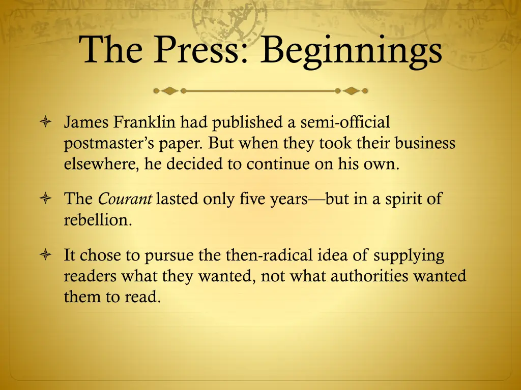 the press beginnings 17