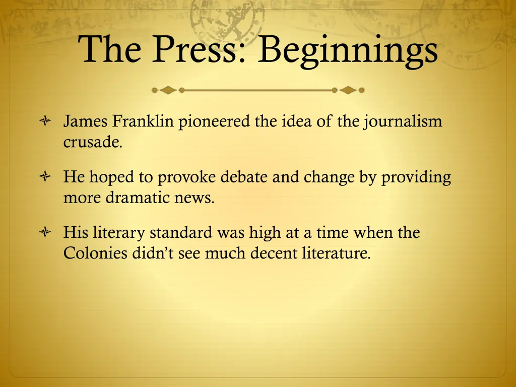 the press beginnings 18