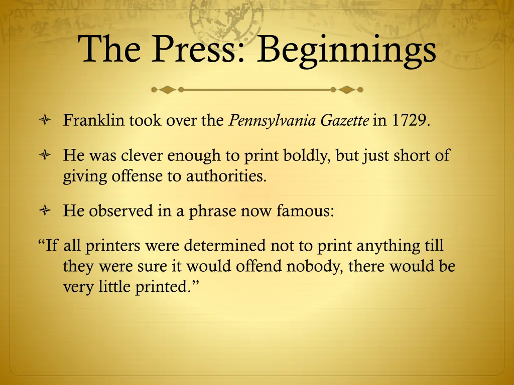 the press beginnings 26