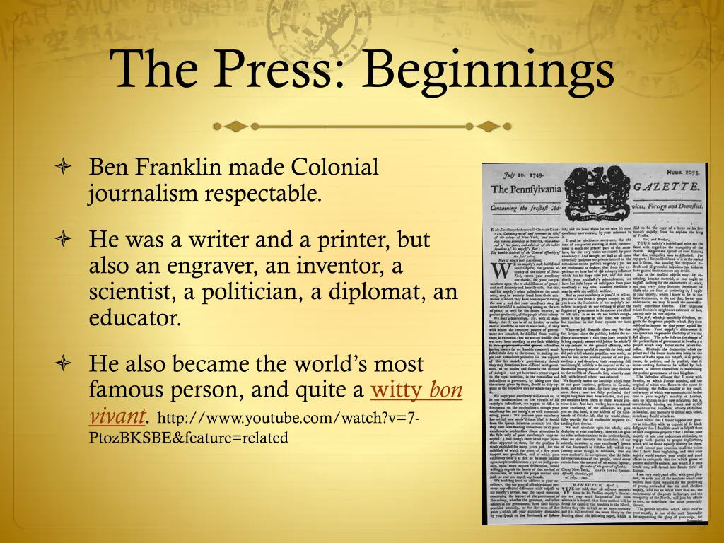 the press beginnings 28