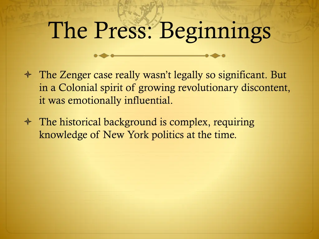 the press beginnings 30