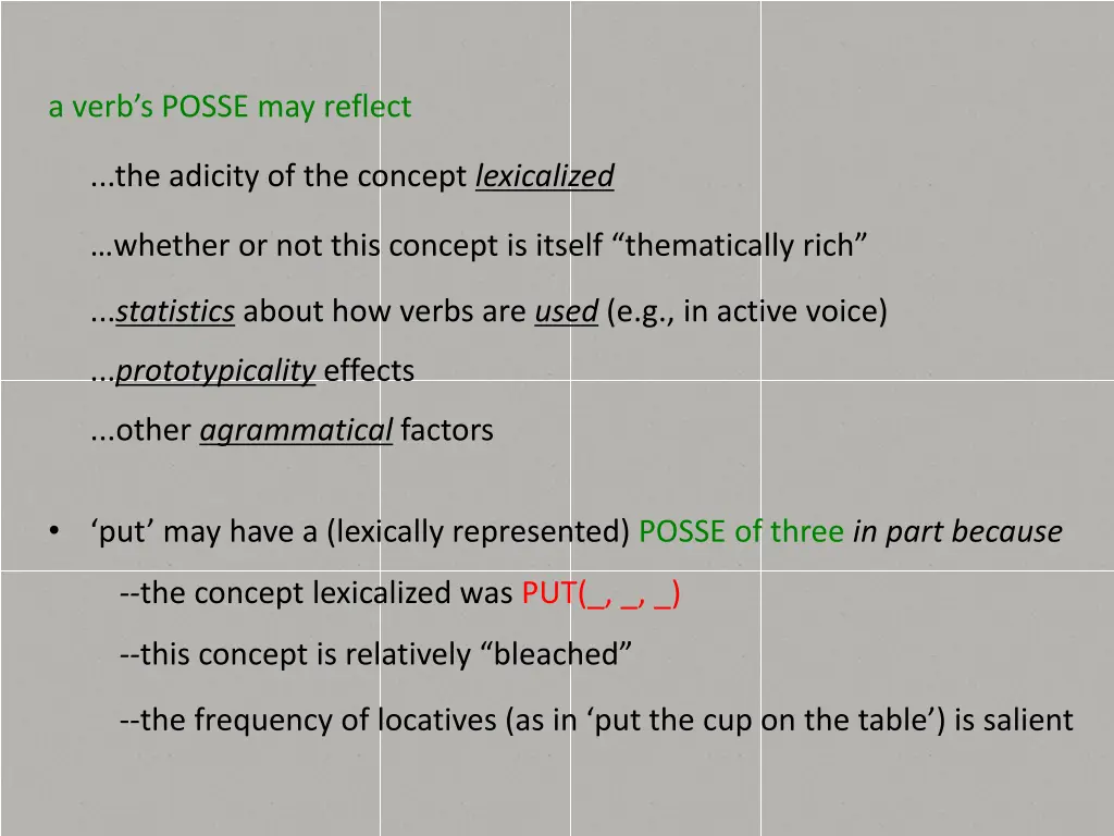 a verb s posse may reflect