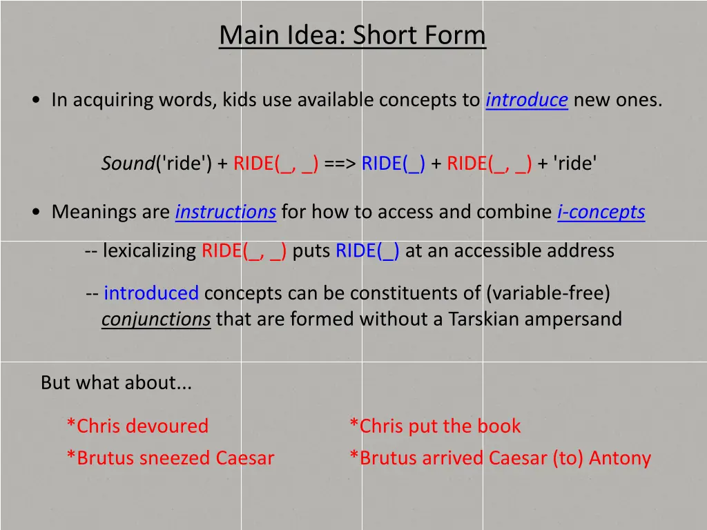 main idea short form 2