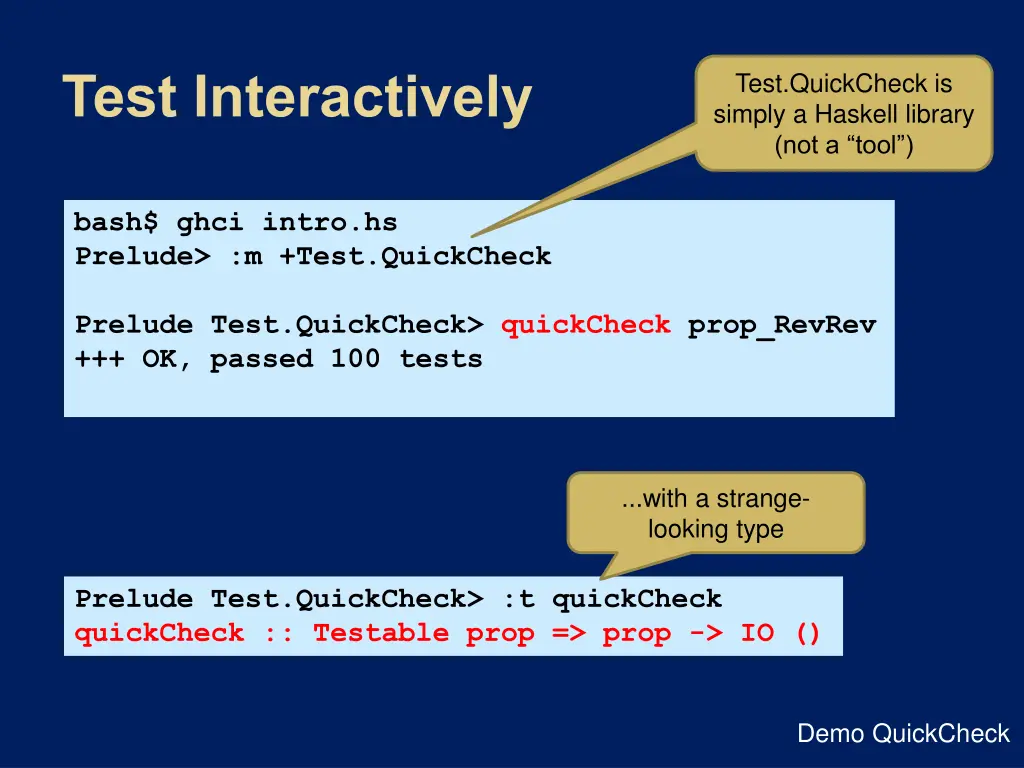 test quickcheck is simply a haskell library
