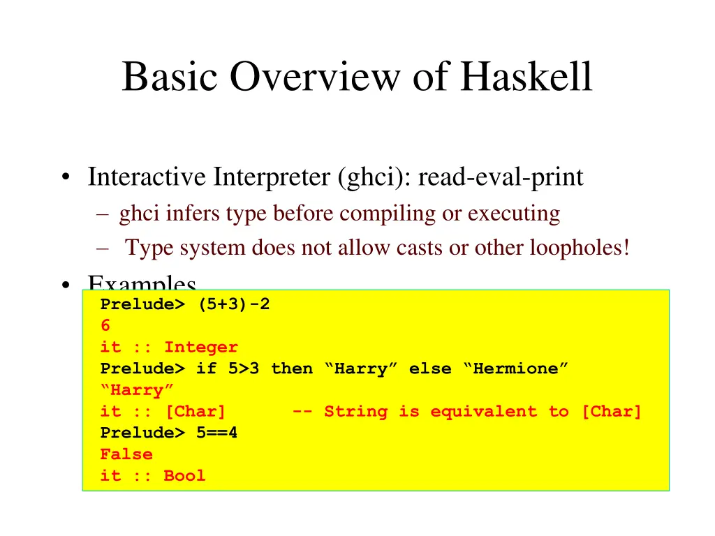 basic overview of haskell