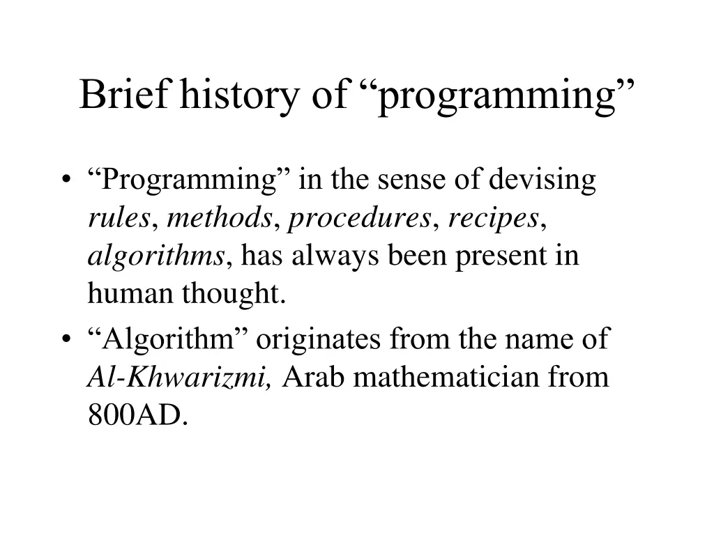 brief history of programming