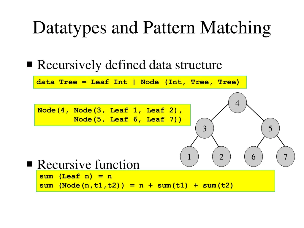 datatypes and pattern matching