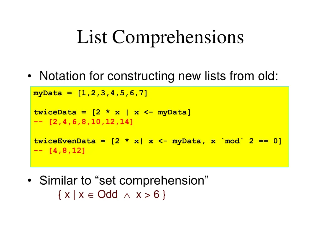 list comprehensions