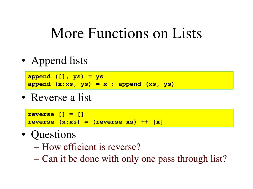more functions on lists