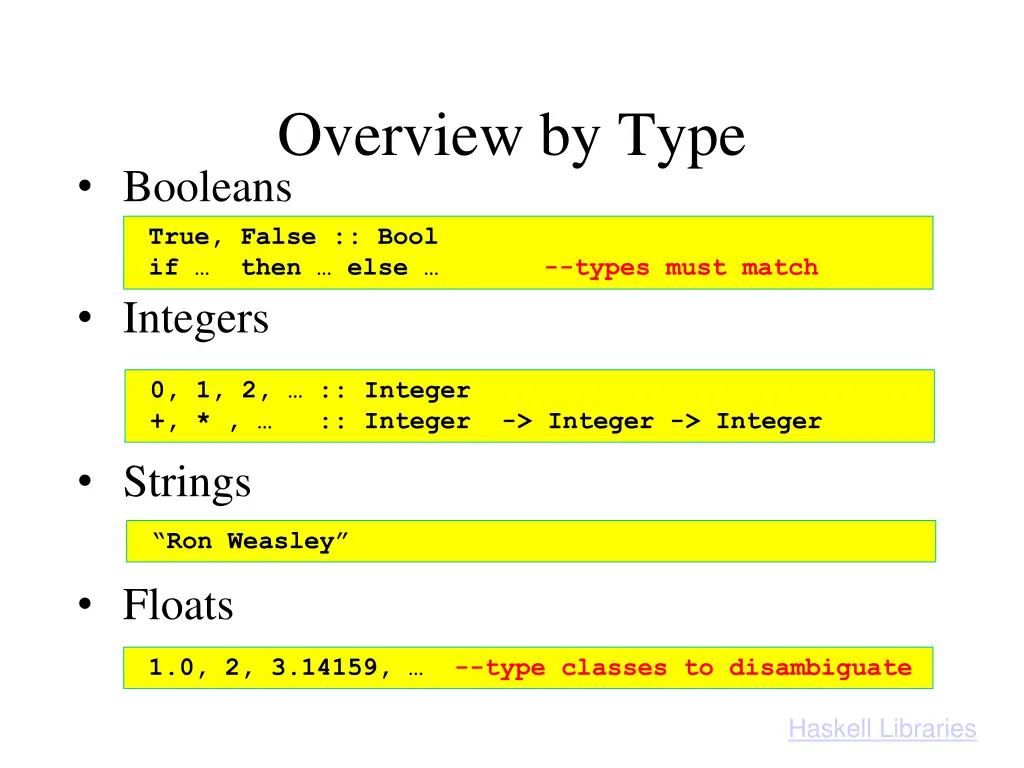 overview by type booleans true false bool if then
