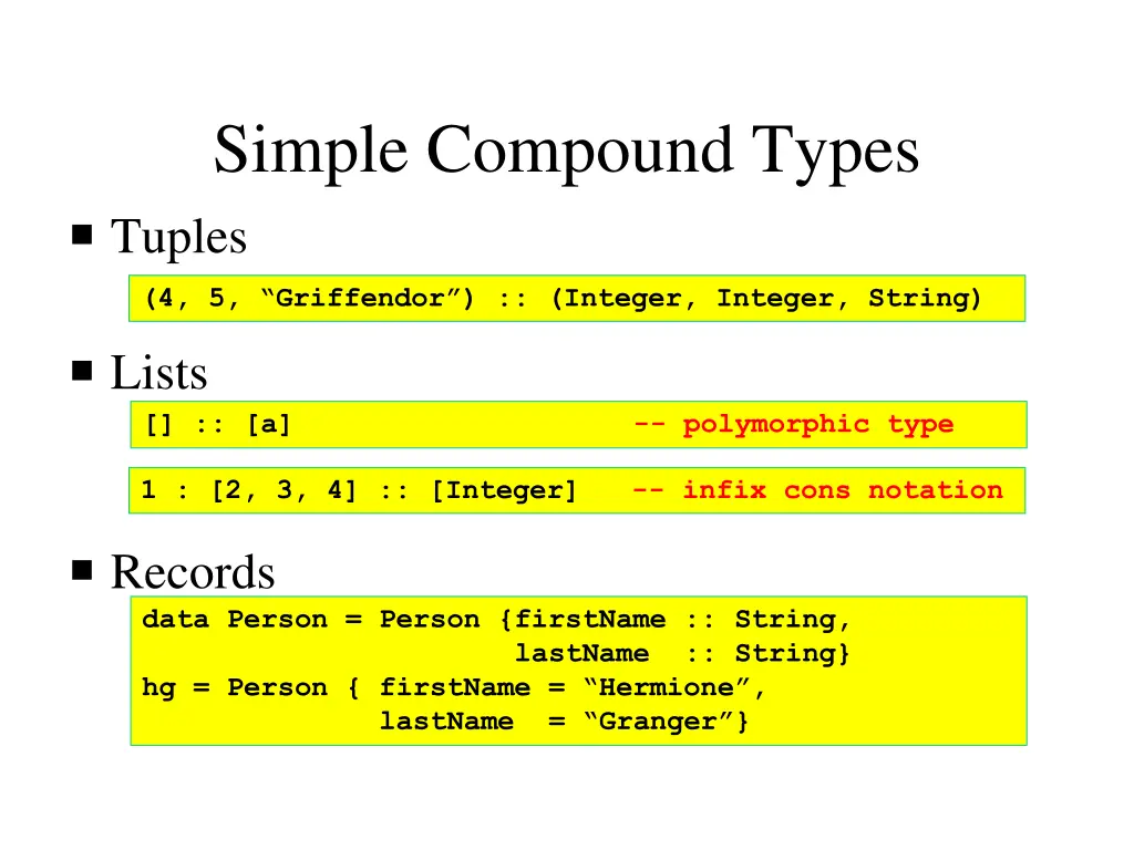 simple compound types tuples