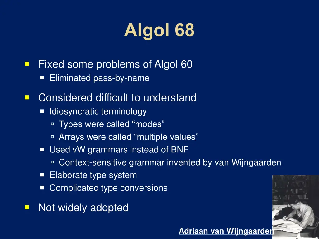 fixed some problems of algol 60 eliminated pass