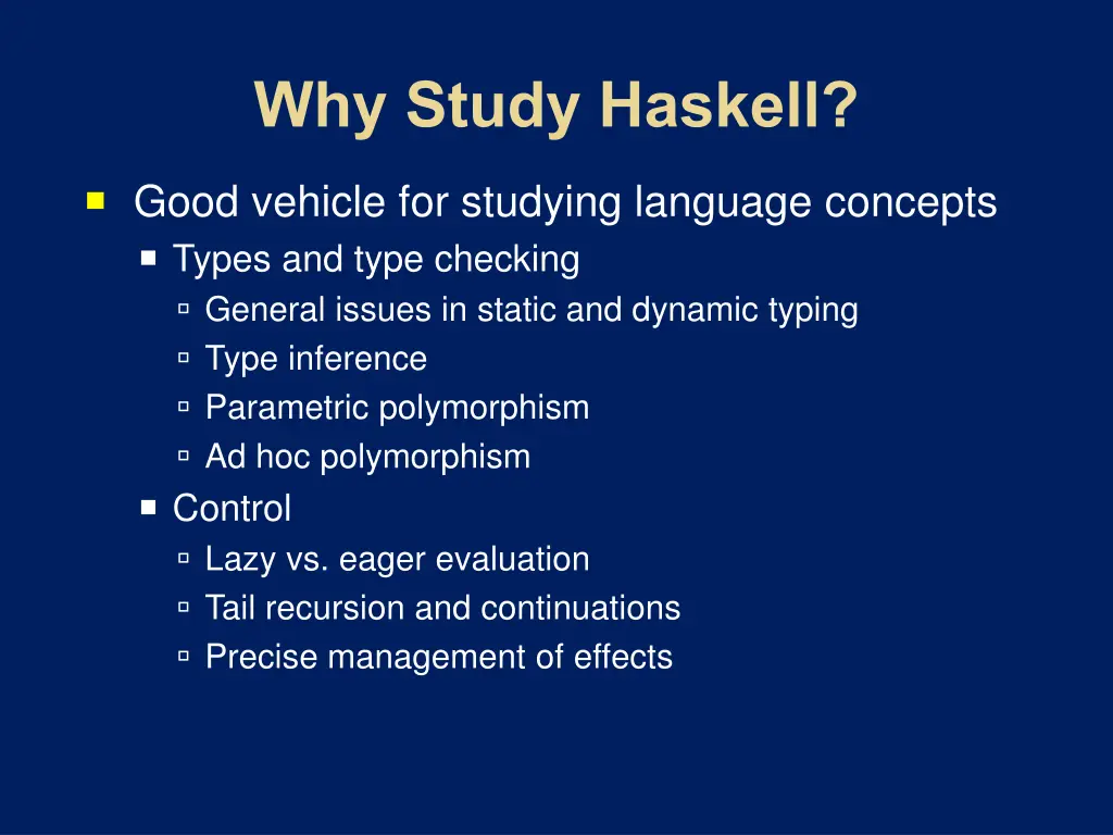 good vehicle for studying language concepts types