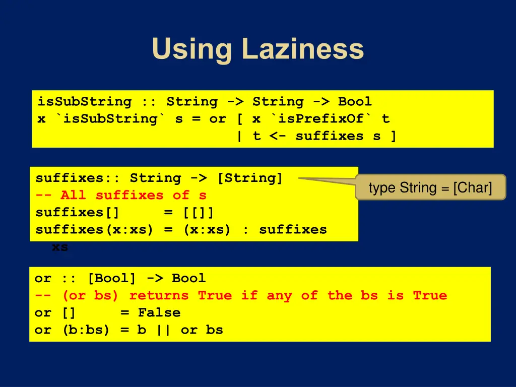 issubstring string string bool x issubstring