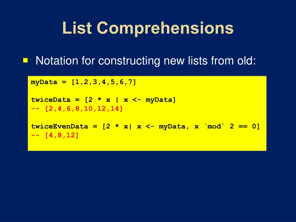 notation for constructing new lists from old