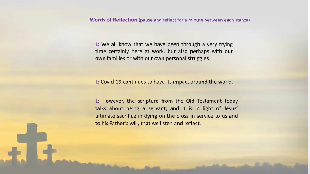 words of reflection pause and reflect