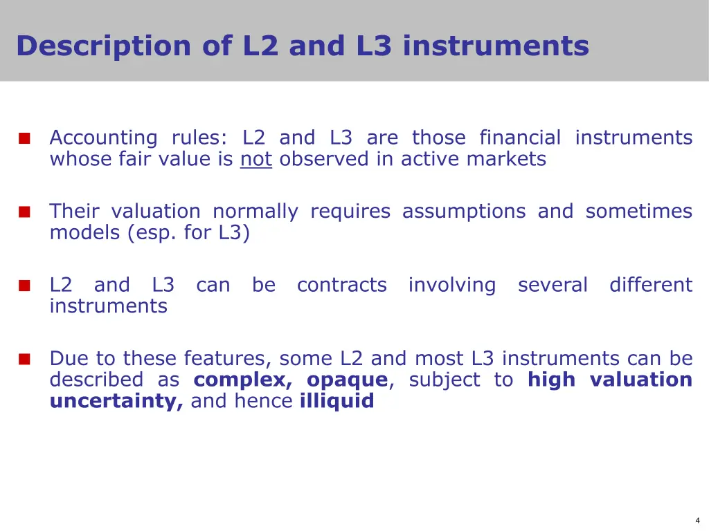 description of l2 and l3 instruments