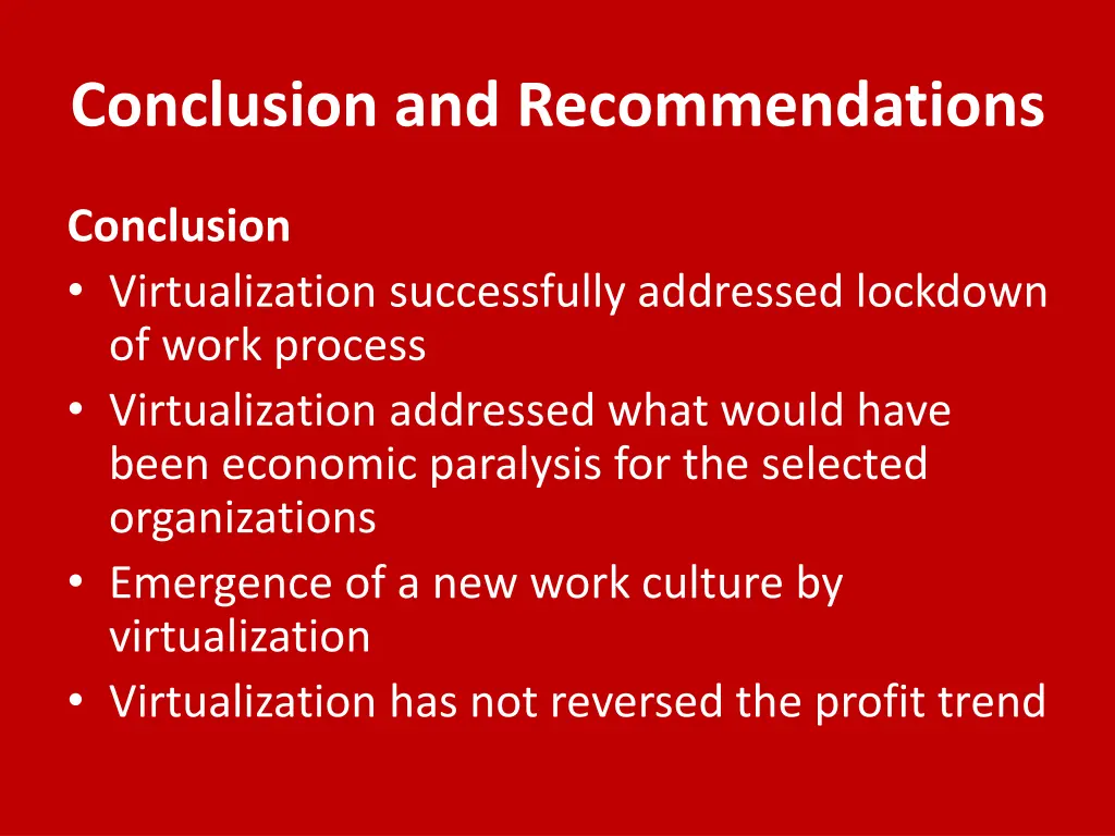 conclusion and recommendations