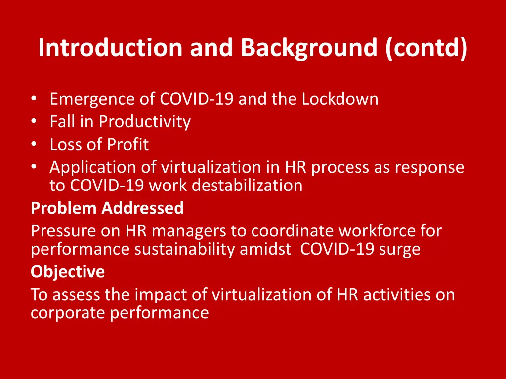 introduction and background contd