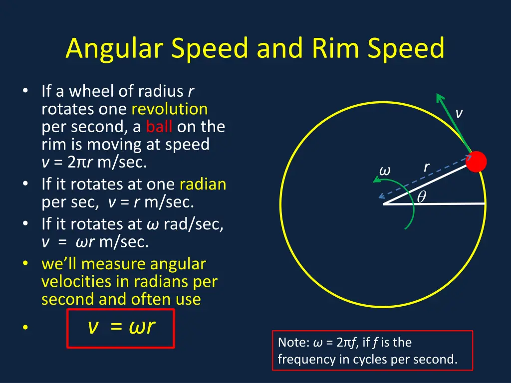 angular speed and rim speed