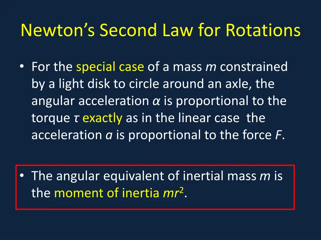 newton s second law for rotations