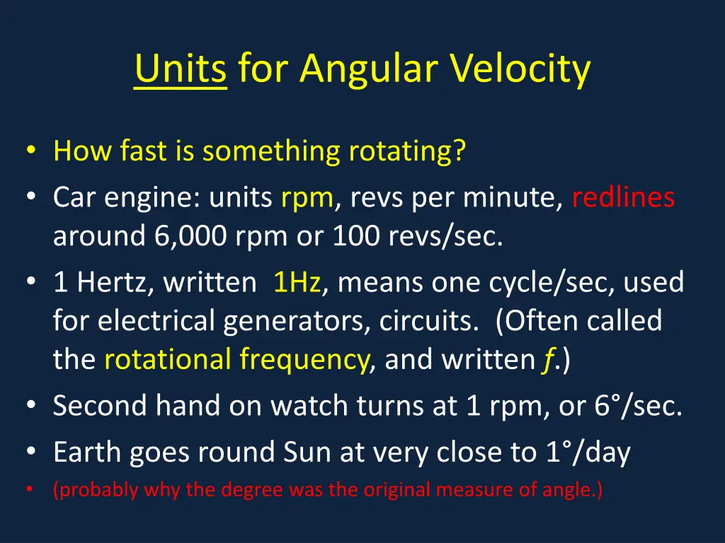 units for angular velocity