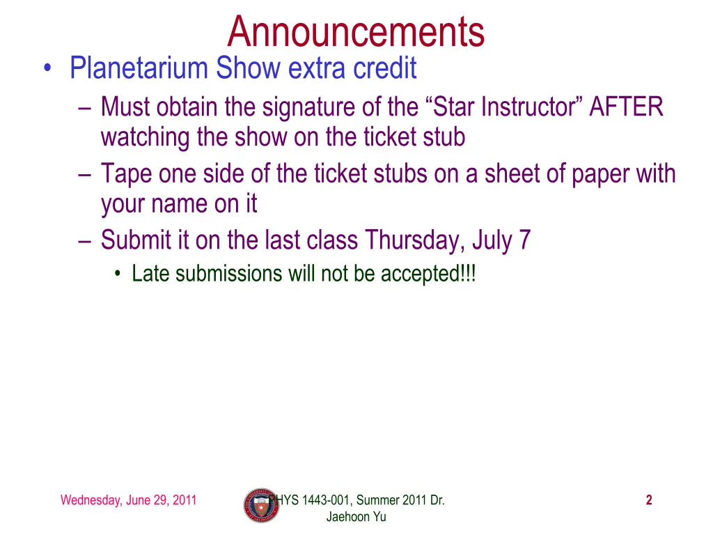 announcements