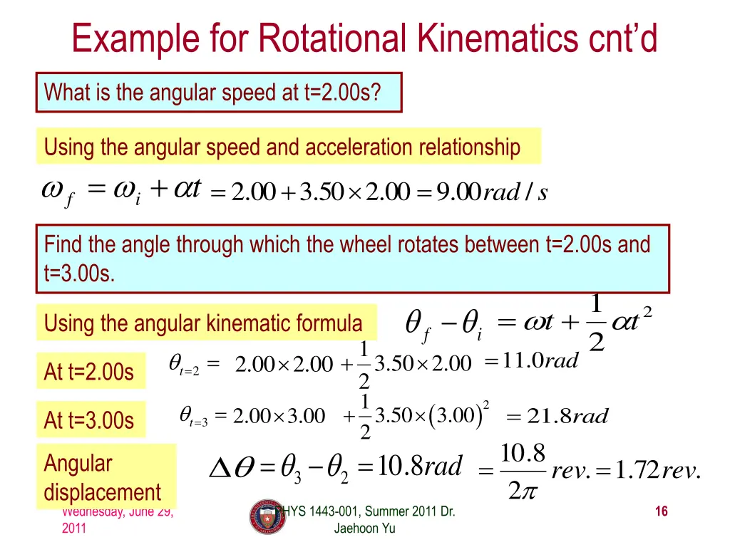 example for rotational kinematics cnt d