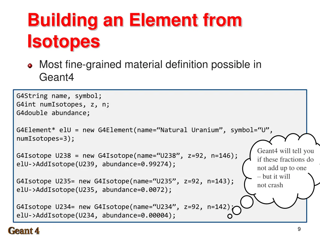 building an element from isotopes