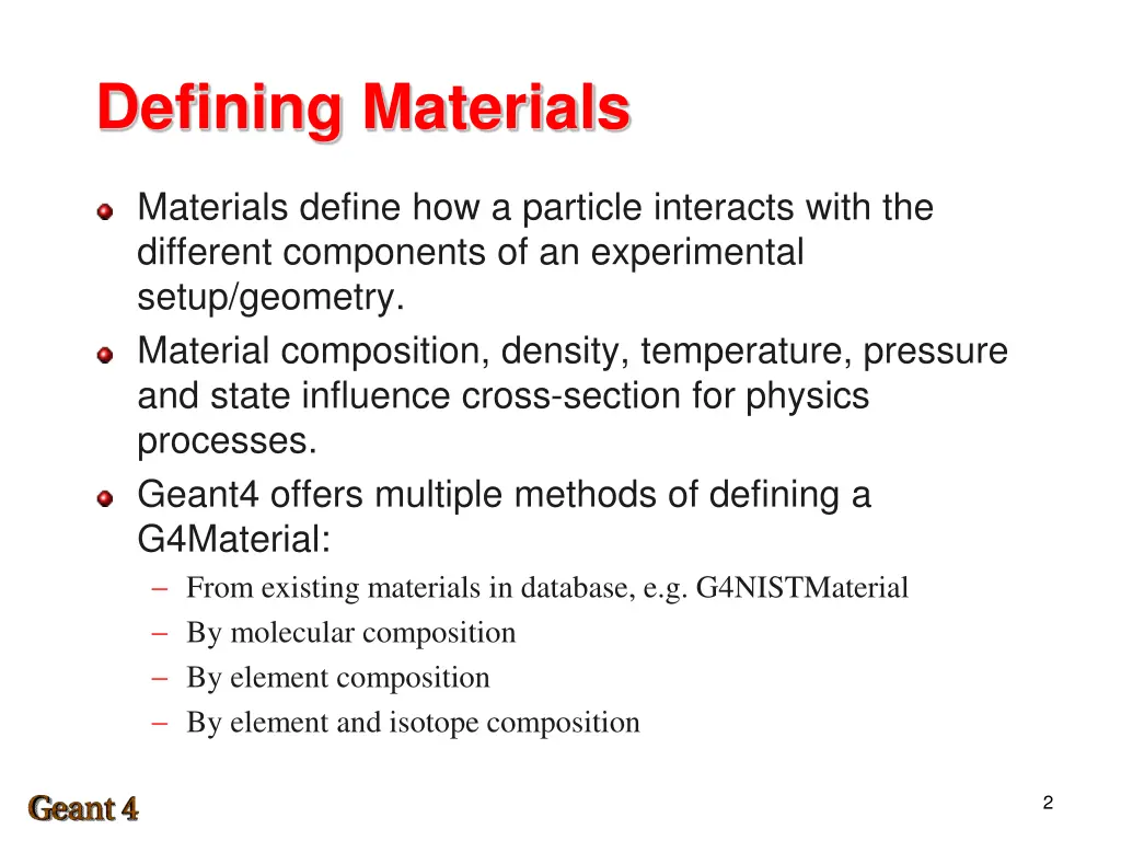 defining materials