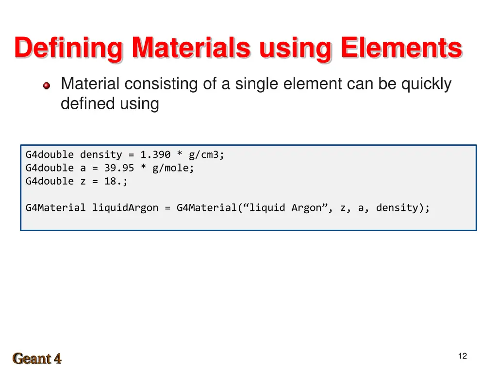 defining materials using elements