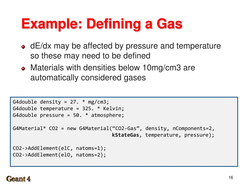 example defining a gas
