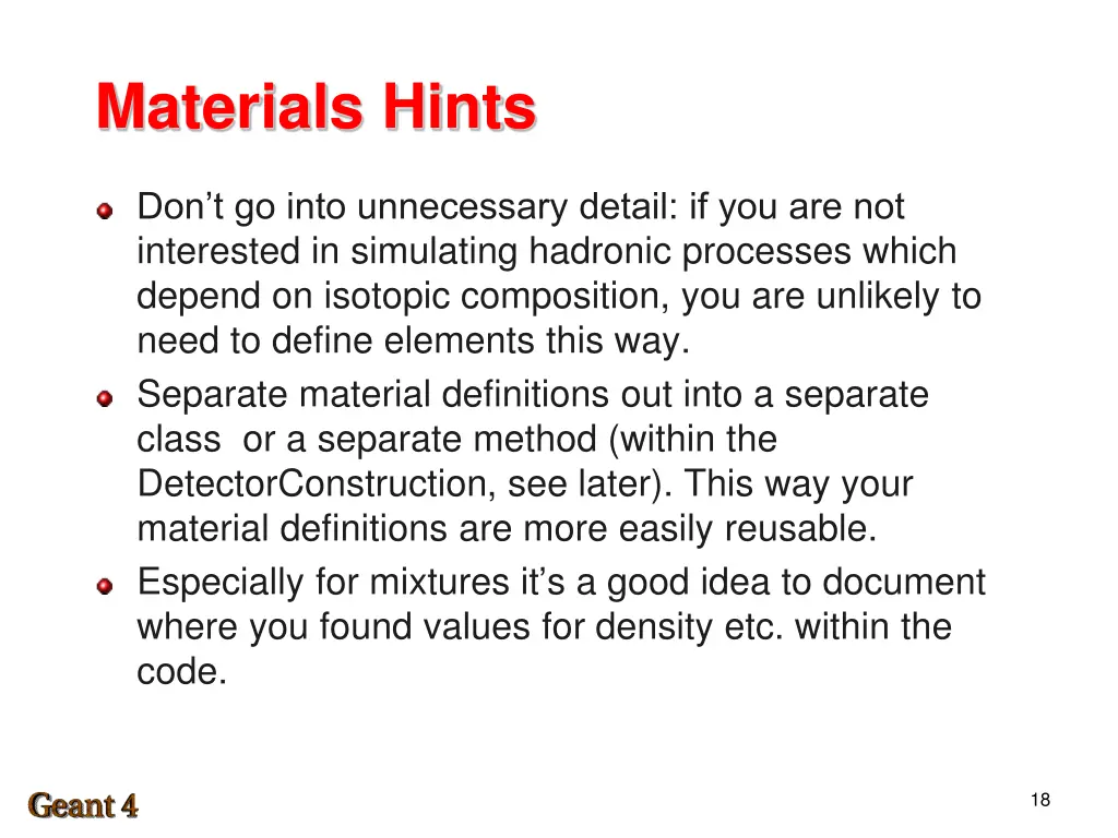 materials hints