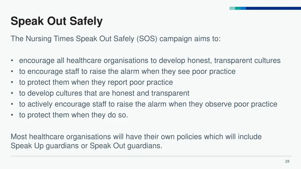 speak out safely