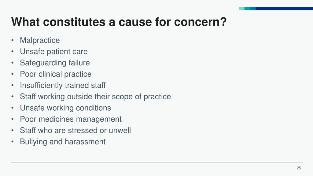 what constitutes a cause for concern