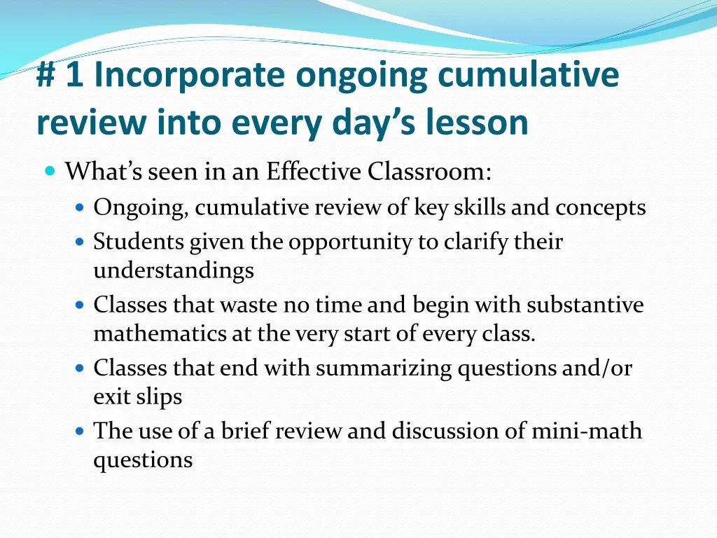 1 incorporate ongoing cumulative review into 2