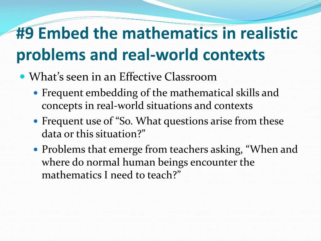 9 embed the mathematics in realistic problems 2