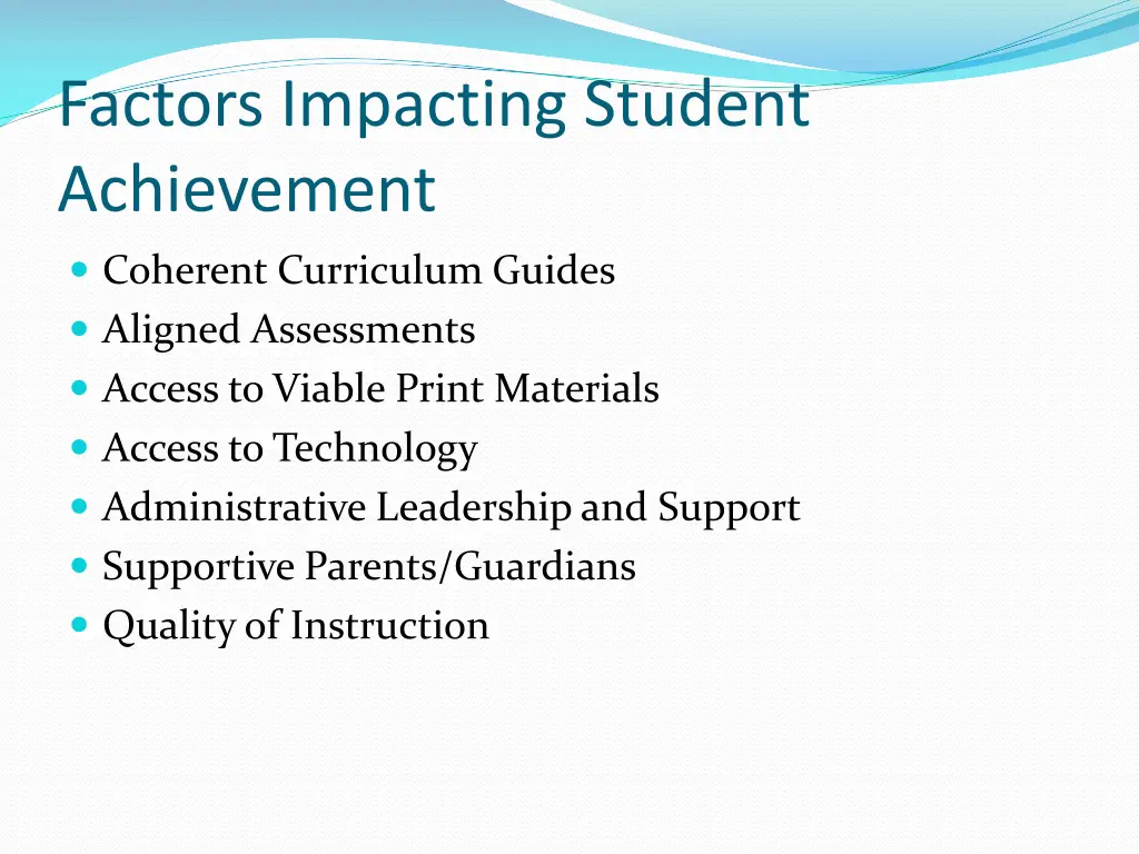 factors impacting student achievement