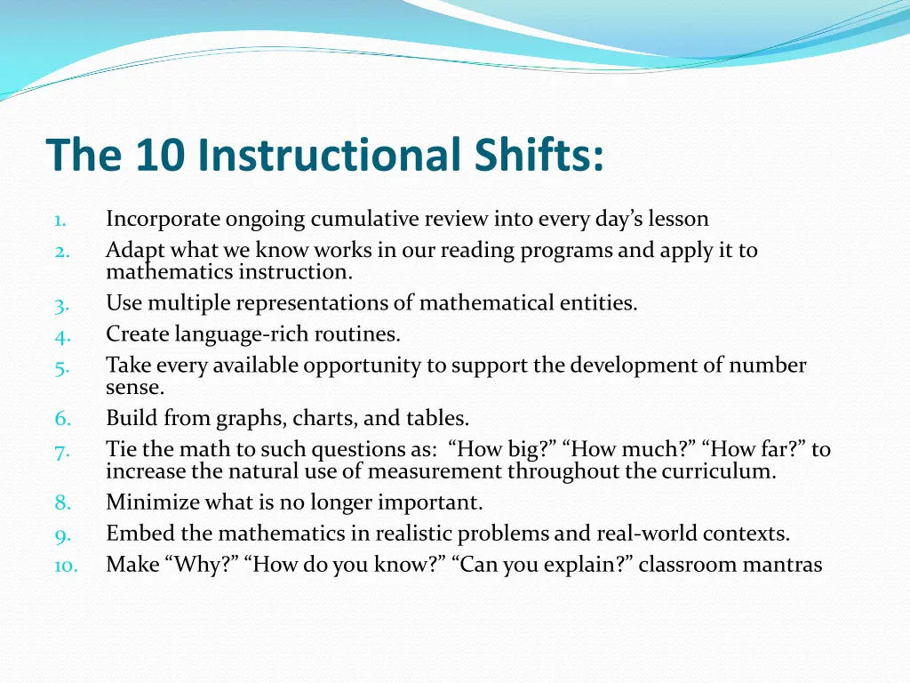 the 10 instructional shifts