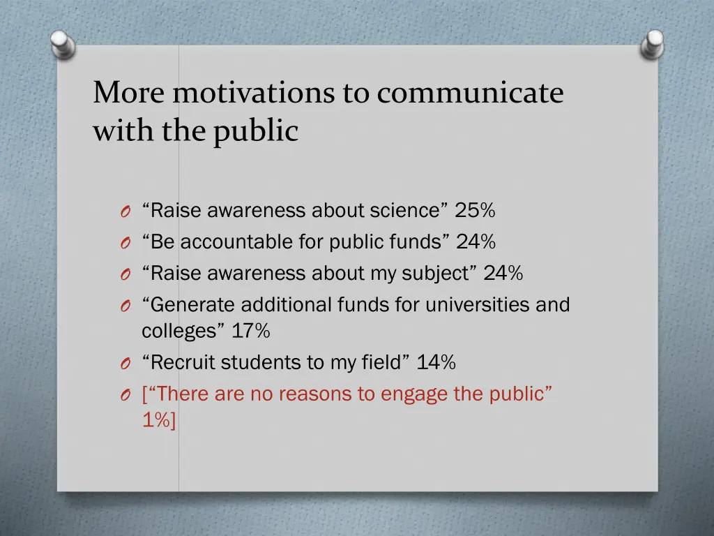 more motivations to communicate with the public