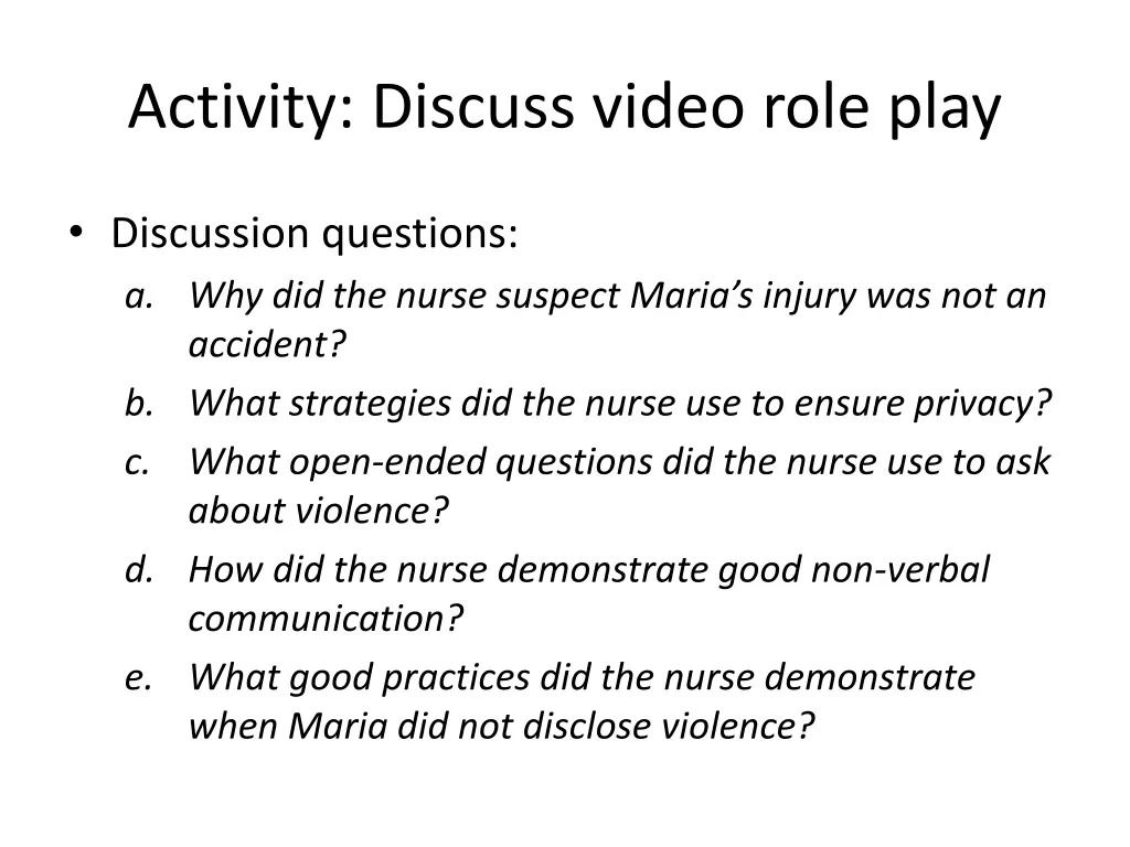 activity discuss video role play
