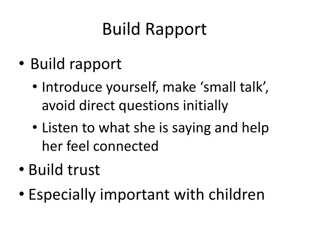 build rapport