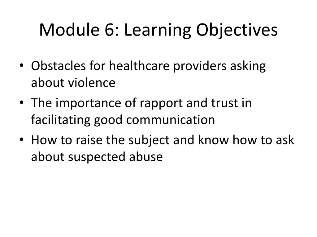 module 6 learning objectives