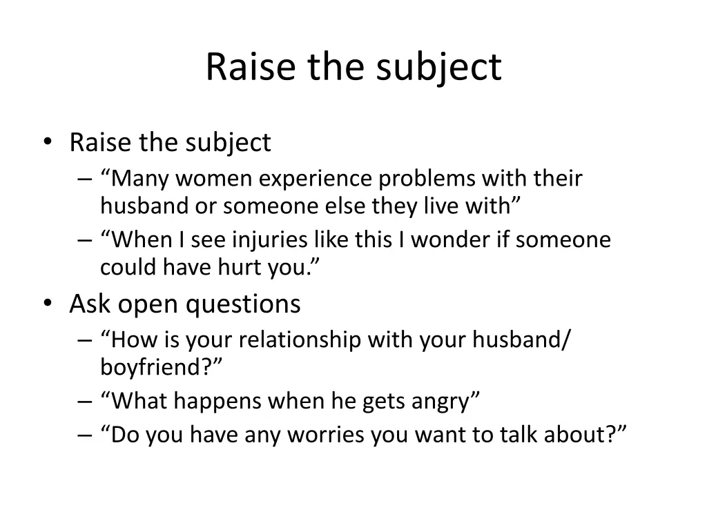 raise the subject