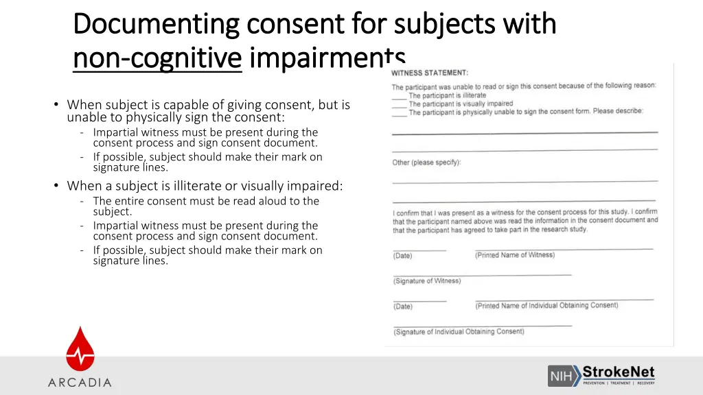 documenting consent for subjects with documenting